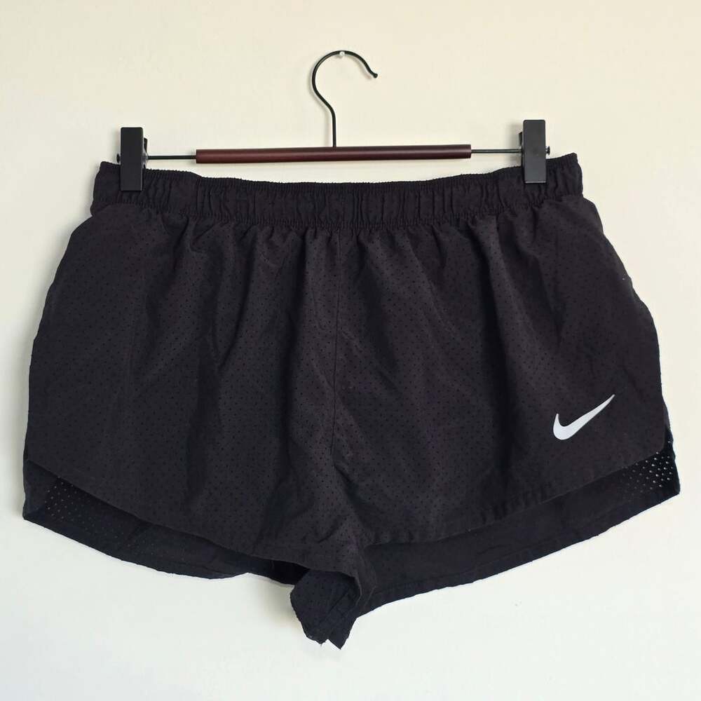Nike Dri-FIT Black Mesh Running Runner Shorts Elastic Waist Size L